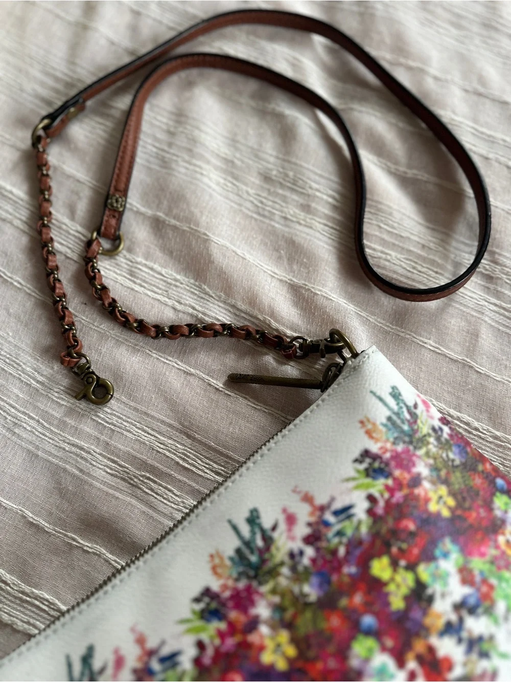 Elliott Lucca White Multicolor Bouquet Artisan Crossbody Demi Bag  NWOT